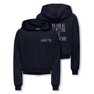 Sweat à Capuche Noir Fille Kids ONLY Amor Life vue 0