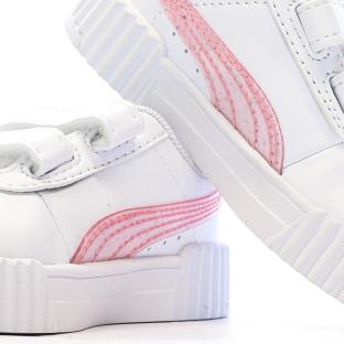 Baskets Blanche Fille Puma Carina 3.0 Blurry Dr vue 0