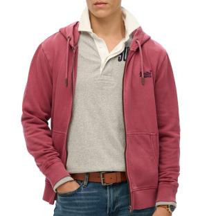 Sweat Zippé Bordeaux Homme Superdry Essential Washed Ziphood pas cher