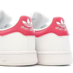 Baskets Blanches/Roses Fille Adidas Stan Smith J vue 7