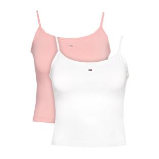 x 2 Débardeurs Blanc/Rose Femme Tommy Hilfiger Essential pas cher
