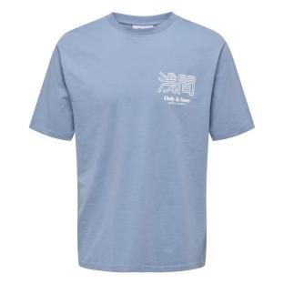 T-Shirt Bleu Homme Only & Sons Mountain vue 0