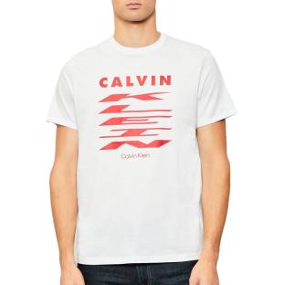 T-Shirt Blanc/Rouge Homme Calvin Klein Jeans 30s vue 0