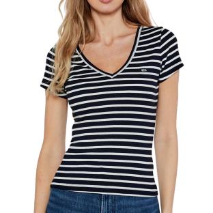 T-shirt Marine/Blanche Femme Tommy Hilfiger Essential pas cher