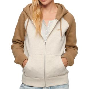 Sweat Zippé Beige/Marron Femme Superdry Essential Baseball pas cher