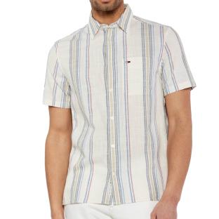 Chemise Blanche/Bleu Homme Tommy Hilfiger Stripe pas cher