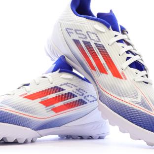 Chaussures de Foot Blanc/Bleu Mixte Adidas F50 League TF vue 0