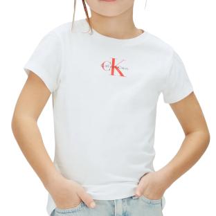 T-Shirt Blanc/Rouge Fille Calvin Klein Jeans Monogram vue 0