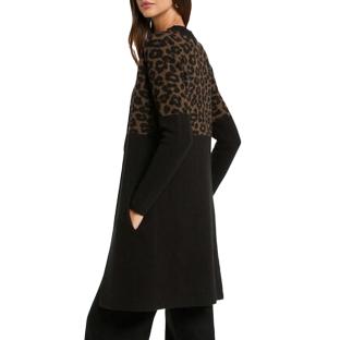 Gilet Noir/Marron Femme Morgan jacquard léopard vue 2