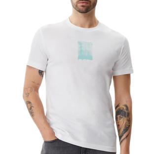 T-Shirt Blanc Homme Calvin Klein Jeans Brush Stroke Graphic pas cher