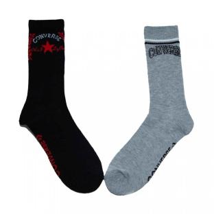 2x Paires de Chaussettes Noires/Grises Homme Converse S7020742 pas cher