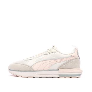 Baskets Blanc/Rose Femme Puma R22 pas cher