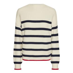 Pull Écru/Marine Femme Pieces Mock Neck Knit pas cher