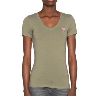 T-shirt Kaki Femme Guess Mini Triangle pas cher