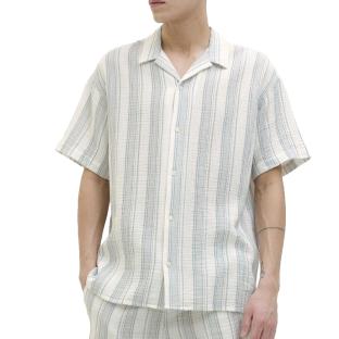 Chemisette Gaze de Coton Blanc/Vert Homme Jack & Jones Reaster pas cher