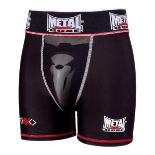 Short de boxe Noir/Rouge Homme Metal Boxe Shorty Extra Cup vue 0