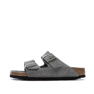 Sandales Grises Mixte Birkenstock Arizona Suede Leather Narrow vue 0