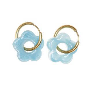 Boucles Oreilles Turquoise Clair Femme Clio Blue Fleurs 20mm pas cher