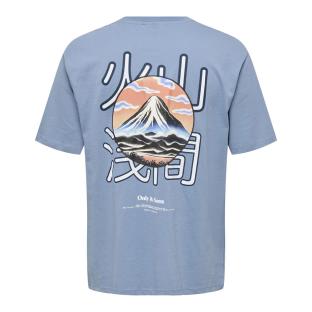 T-Shirt Bleu Homme Only & Sons Mountain vue 0