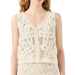 Débardeur Beige Femme YAS Crochet vue 0