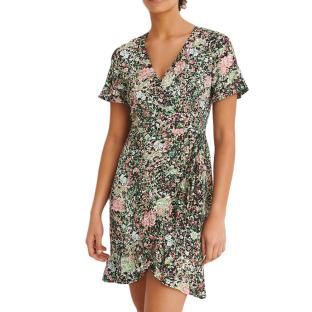 Robe Noire/Rose à Fleurs Femme Vero Moda Henna pas cher