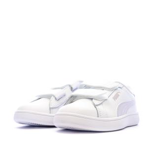 Baskets Blanc/Rose Fille Puma Smash 3.0 vue 0