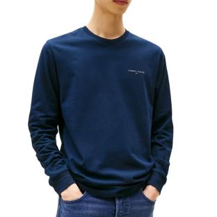 T-Shirt Manches Longues Bleu Homme Tommy Hilfiger Chest pas cher