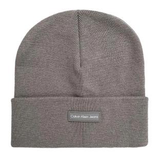 Bonnet Gris Femme Calvin Klein Jeans Patch Beanie pas cher