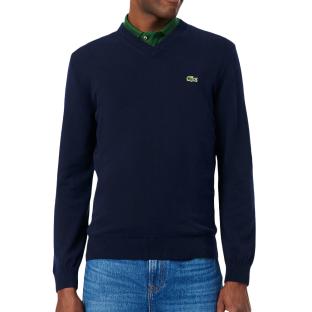 Pull Col V Marine Homme Lacoste vue 0