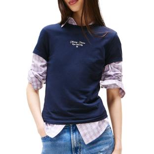 T-Shirt Slim Marine Femme Tommy Hilfiger Logo pas cher