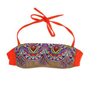 Haut de Bikini Bandeau Orange/Motif Femme Nana Cara Kenya pas cher