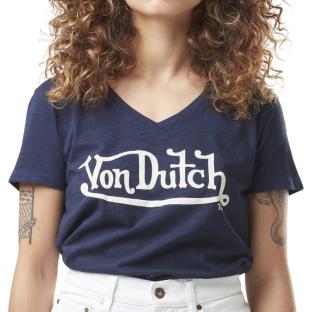 T-shirt Marine Femme Von Dutch Slub pas cher