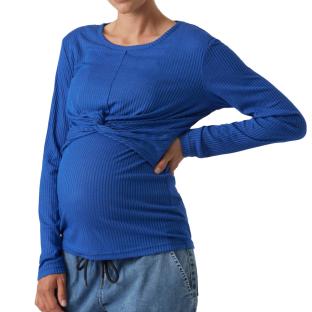 T-Shirt Manches Longues Bleu Femme Mamalicious Lanli 20012985-2°B pas cher