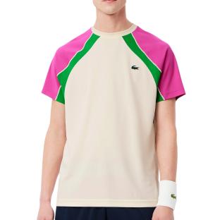 T-Shirt de Sport Beige/Rose Homme Lacoste Ultra Dry Block Tennis vue 0