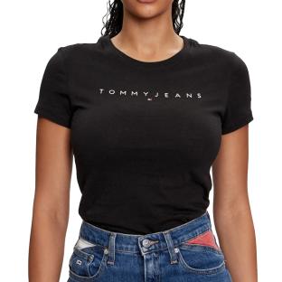 T-shirt Noir Femme Tommy Hilfiger Linear pas cher