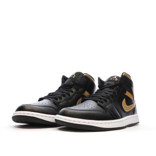 Air Jordan 1 Mid Baskets Noir/Doré Homme Nike vue 6