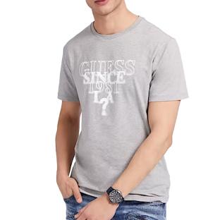 T-shirt Gris Homme Guess Blurry vue 0
