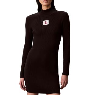 Calvin Klein Jeans Neck Mini Dress Slim Black Women's Dress Photo of the Espace des Marques %store% store - view of %key%