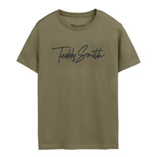 T-Shirt Kaki Garçon Teddy Smith Evan vue 0