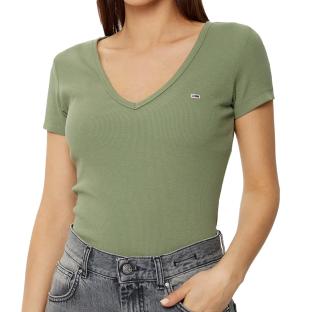 T-shirt Kaki Femme Tommy Hilfiger Essential AEN pas cher