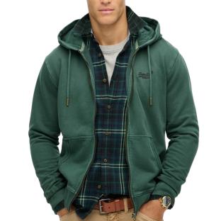 Sweat Zippé Vert Foncé Homme Superdry Essential Washed Ziphood pas cher
