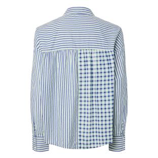 Chemise Blanche/Bleu Femme Pieces Javier vue 0