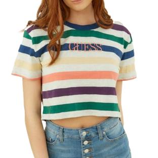 T-shirt à rayures Femme Guess Multicolor Stripe pas cher