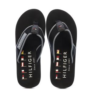 Tongs Noires/Grises Homme Tommy Hilfiger Patch vue 3