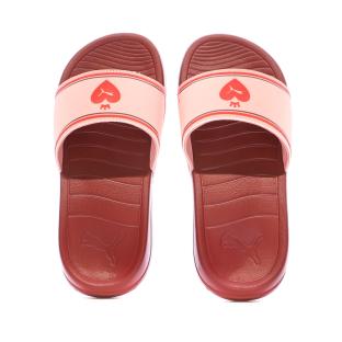 Claquettes Rouges Femme Puma Popcat vue 3