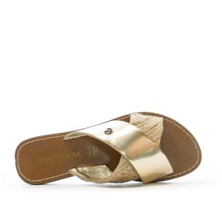 Claquettes Croisées Dorées Femme Chattawak Brana vue 0