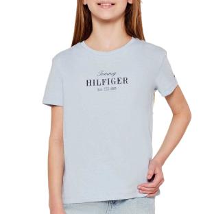T-Shirt Bleu Clair Fille Tommy Hilfiger Script pas cher