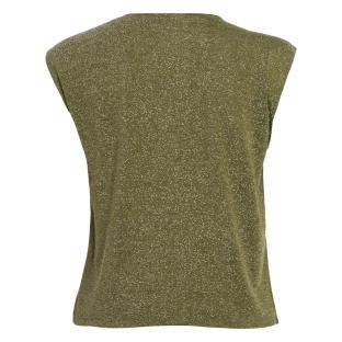 Top pailleté kaki femme VILA neck vue 0