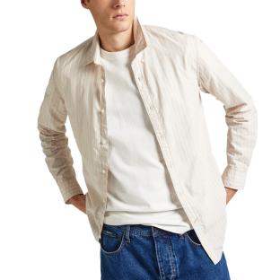 Chemise Beige/Blanche Homme Pepe jeans Peter pas cher
