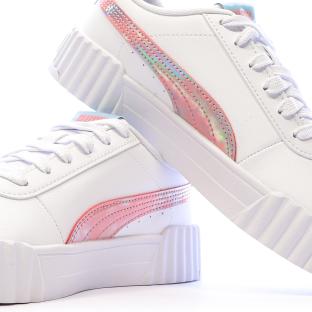 Baskets Blanche/Rose/Bleu Fille Puma Carina vue 7